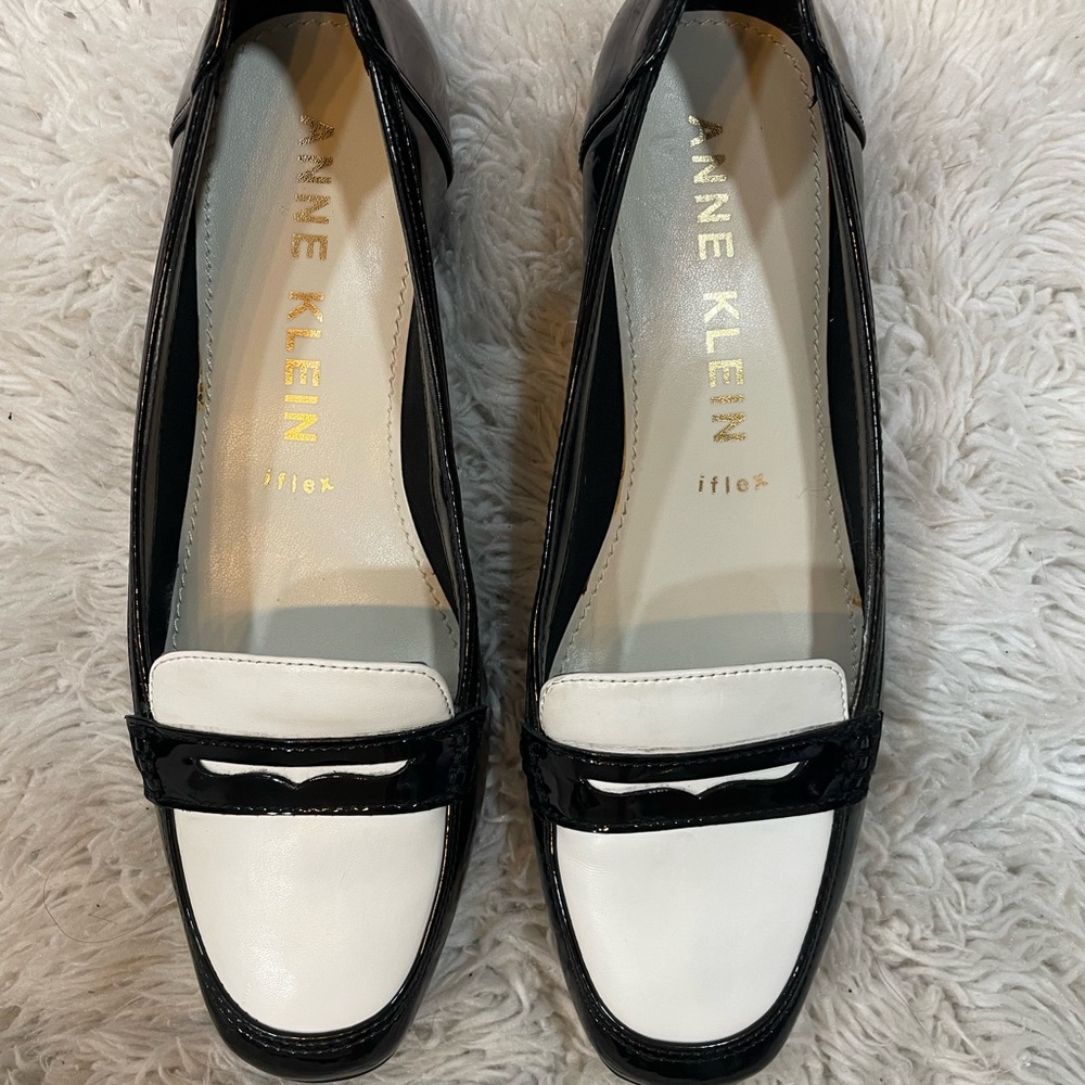 Anne Klein Two-Tone Black and White Loafers